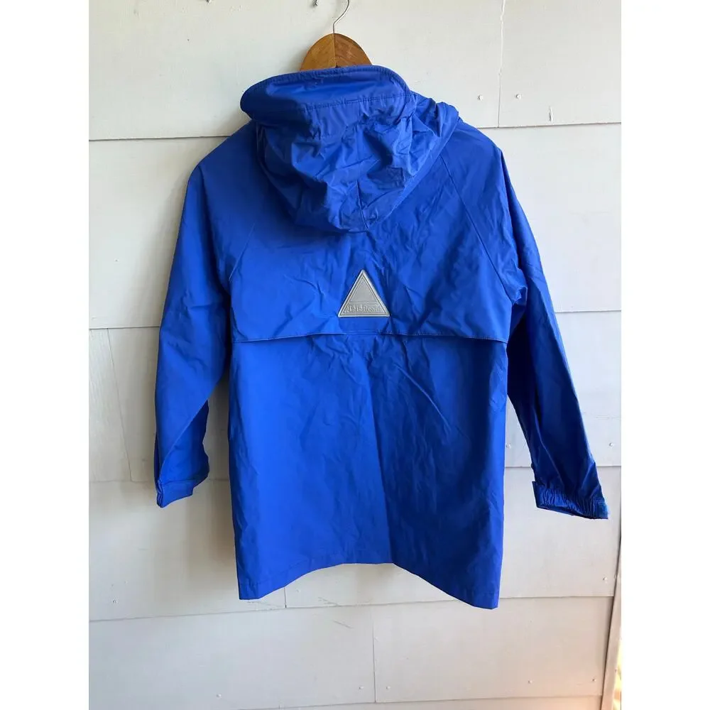 L.L. Bean Kids M/10-12 Raincoat, Blue, vented with hood with cap